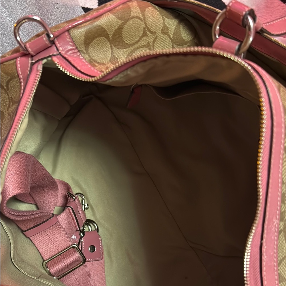Coach Signature Brown and Pink Tote Bag - Picture 9 of 17
